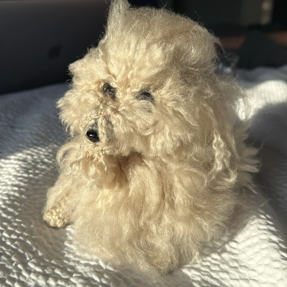 Handmade Fluffy Cream Plush Dog Toy